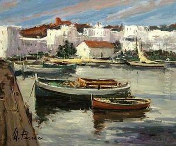 Puerto Pesquero.
 Oleo Sobre Lienzo. 46 X 55 Cms Oil Painting by Alexandre Perrier