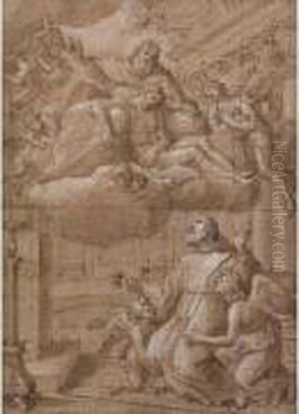  Vision De Saint Francois.  Oil Painting by Francois Perrier Le Bourguignon