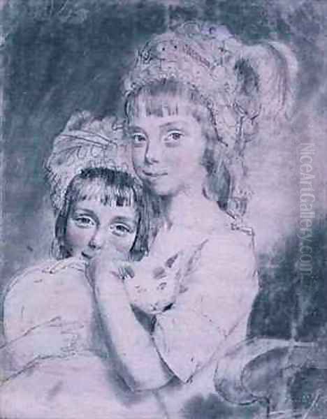 No 1843 The Two Miss Comparts Oil Painting by John Downman