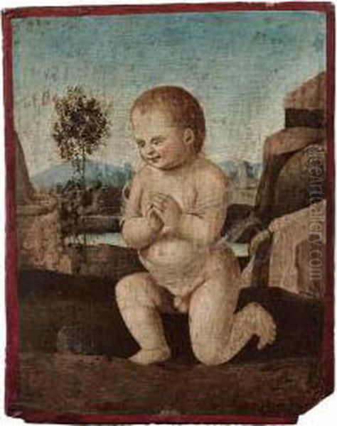 Gesu Bambino In Preghiera Oil Painting by Pietro Vannucci Perugino