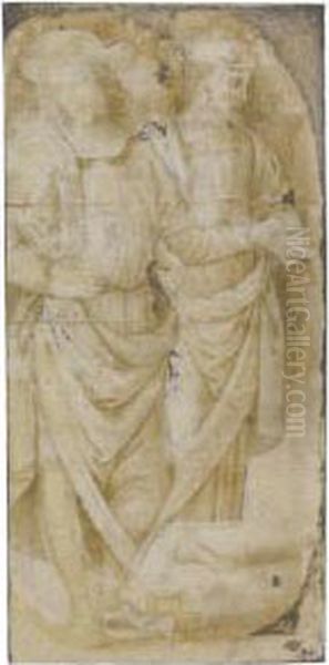 Two Standing Male Figures Oil Painting by Pietro Vannucci Perugino