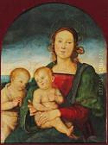 Vierge A L'enfant Et Saint Jean Baptiste Oil Painting by Pietro Vannucci Perugino