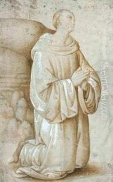 Saint Bernard En Priere Oil Painting by Pietro Vannucci Perugino