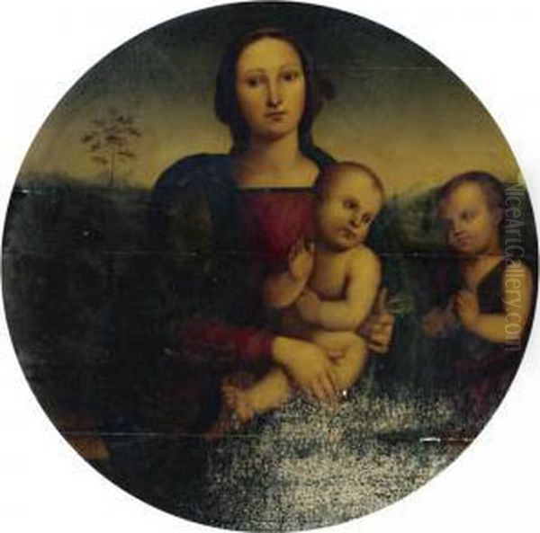 Madonna And Child With The Infant St. John The Baptist Oil Painting by Pietro Vannucci Perugino
