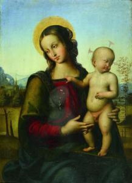 Madonna Mit Kind. Oil Painting by Pietro Vannucci Perugino