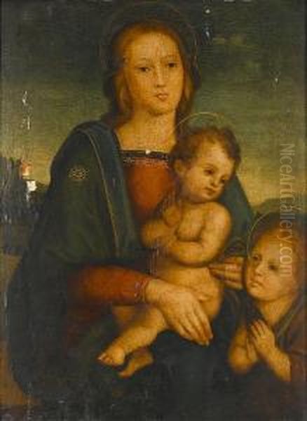 The Madonna And Child With The Infant Saint John The Baptist Oil Painting by Pietro Vannucci Perugino