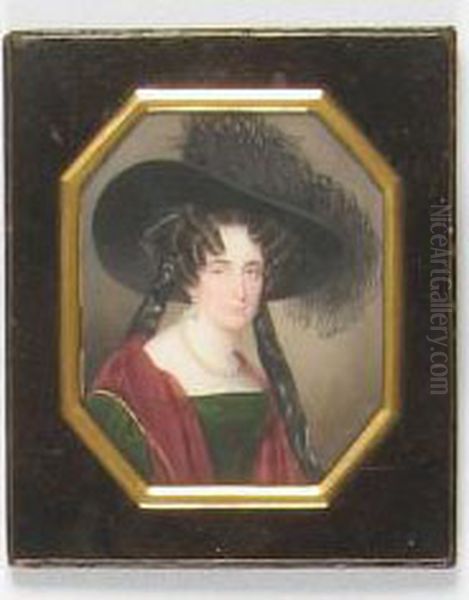 Bildnis Einer Dame Mit Grosem
 Schwarzen Hut. Oil Painting by Emanuel Thomas Peter