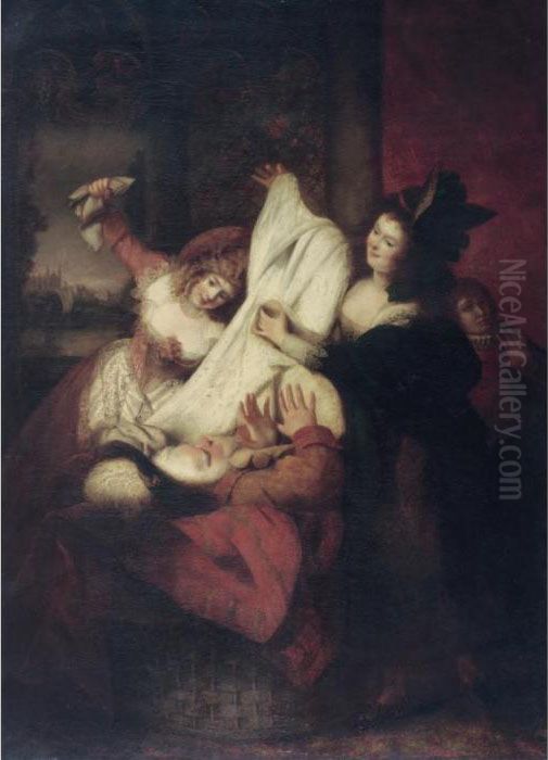 Scene From The Merry Wives Of 
Windsor, Act Iii Scene Iii: Mrs Page, Mrs Ford And Falstaff. Falstaff 
Goes Into The Basket; They Cover Him With Foul Linen Oil Painting by Matthew William Peters