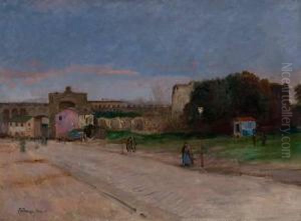 Piazza S. Giovanni In Laterano, Roma Oil Painting by Eilif Peterssen