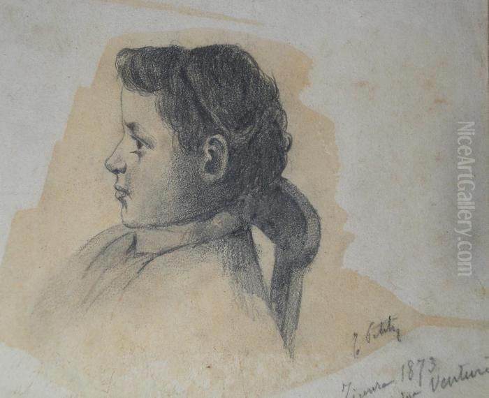 Volto Di Fanciulla Oil Painting by Filiberto Petiti