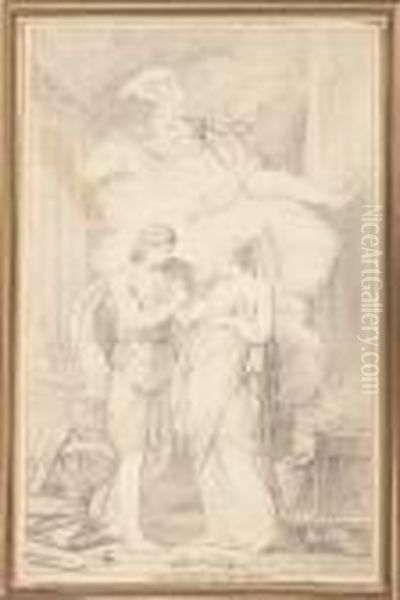 Une Allegorie De L'amour: Un Homme Offrant Un Coeur A Unefemme Oil Painting by Jean-Francois-Pierre Peyron