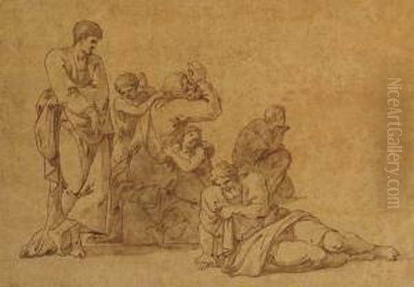 Un Groupe De Figures Se Lamentant Oil Painting by Jean-Francois-Pierre Peyron