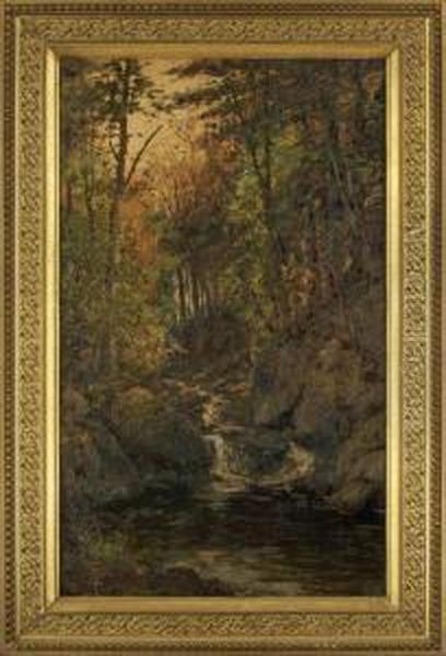 Woodland Landscape View With A Rushing 
Stream Oil Painting by William Preston Phelps