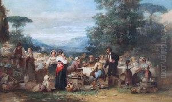 Dutch Villagers Celebrating A Wedding Oil Painting by Karel Frans Philippeau