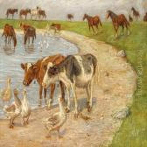 Fra Det Store Vandbassin Pa Saltholm Oil Painting by Theodor Esbern Philipsen