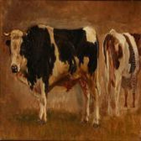 Grazing Bulls Oil Painting by Theodor Esbern Philipsen