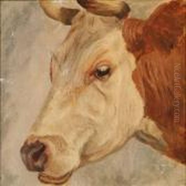 Study Of A Cow Oil Painting by Theodor Esbern Philipsen