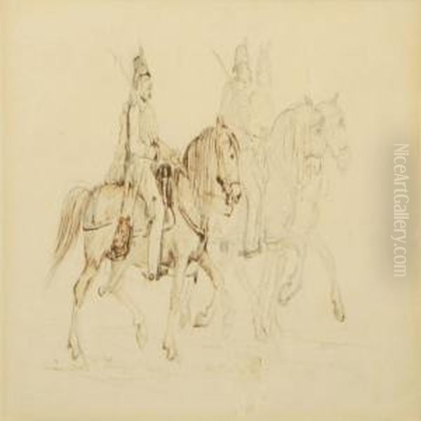 Dragoons Onhorseback Oil Painting by Theodor Esbern Philipsen