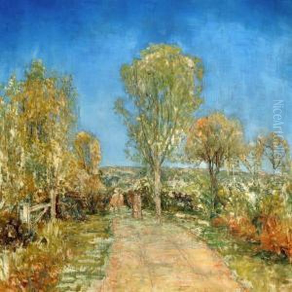 Shepherd Boy With Cows On A Gravel Road Oil Painting by Theodor Esbern Philipsen