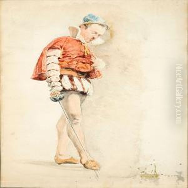 Gentleman In A Renaissance Suit Oil Painting by Theodor Esbern Philipsen