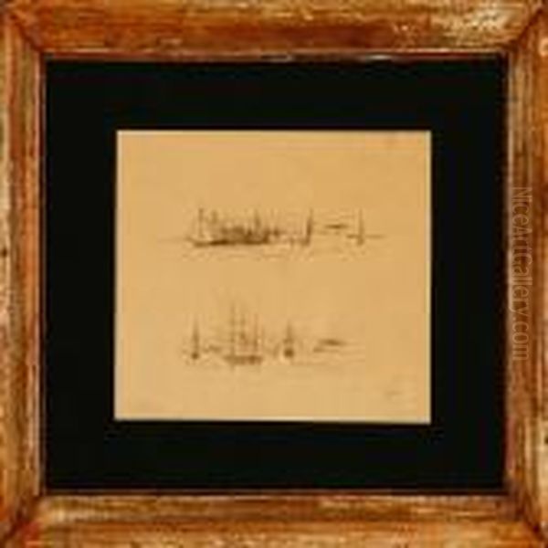 Marine Studies On One Sheet Oil Painting by Theodor Esbern Philipsen