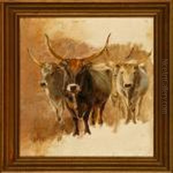 Italienske Okser Oil Painting by Theodor Esbern Philipsen