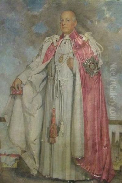 Portrait Of Dr W Foxley Norris, 
The Archbishop Of Westminster, Knight Of The Most Honorable Order Of The
 Bath, Standing Full-length In Ceremonial Robes Oil Painting by Glyn Warren Philpot