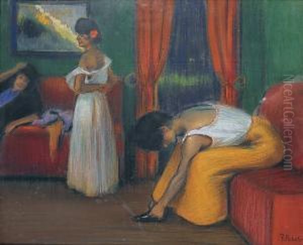 Dans La Maison Close Oil Painting by Ramon Pichot Giron&egrave;s