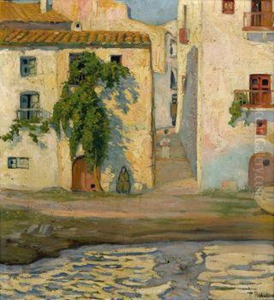 Puerto De Cadaques Oil Painting by Ramon Pichot Giron&egrave;s