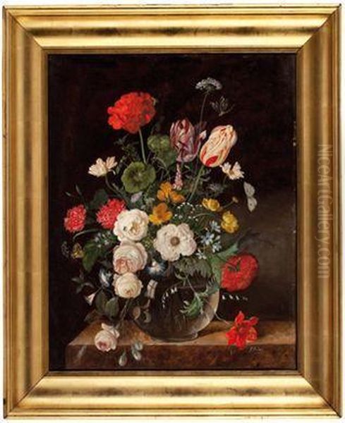 Blumenstillleben Oil Painting by Frans Xaver Pieler