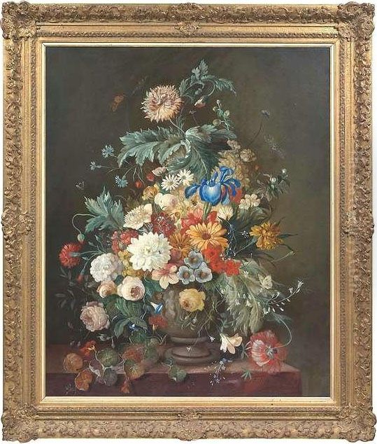 Still-life With Flowers Oil Painting by Frans Xaver Pieler