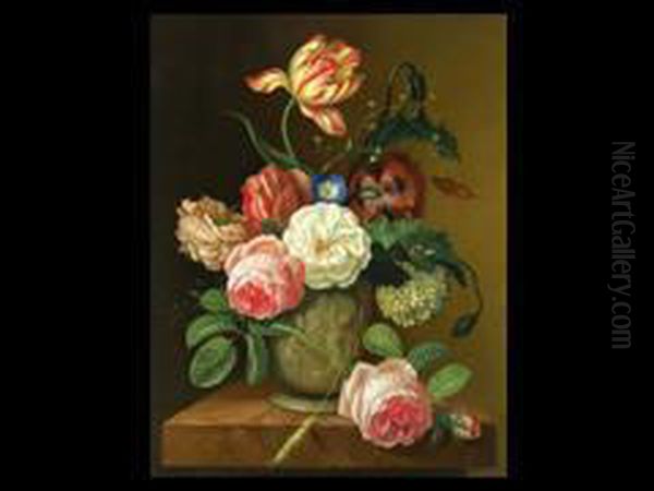 Blumenstilleben In Vase Oil Painting by Frans Xaver Pieler