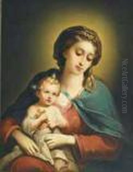 Madonna And Child Oil Painting by Frans Xaver Pieler