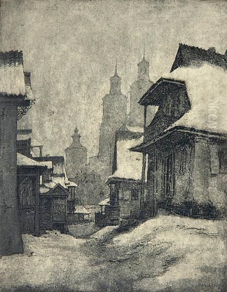 Krzemieniec Oil Painting by Jozef Pieniazek