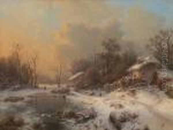 Bedrich - Zimnikrajina Oil Painting by August Bedrich Piepenhagen