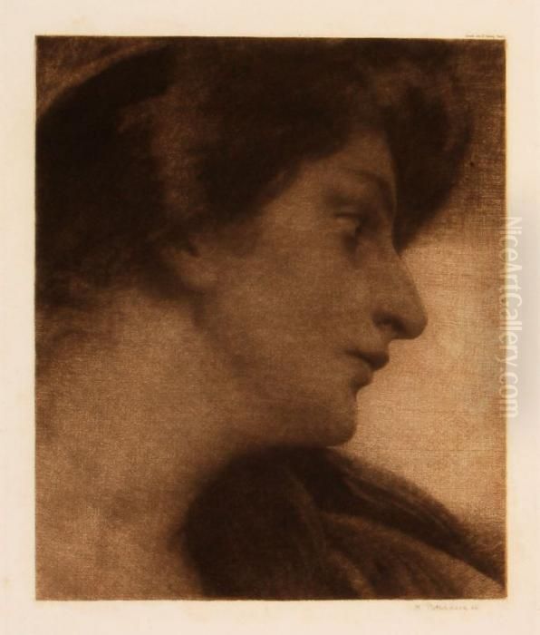 Kircheninterieur/damenportrait Oil Painting by Max Pietschmann