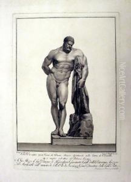 Ercole In Riposo, Opera Greca Di
 Glicone Stenese Difsotterrato Nelle Terme Di Caracalla, Che Si Ammira 
Nell'atrio Di Palazzo Farnese Oil Painting by Giovanni Battista Piranesi