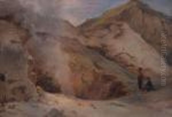 La Solfatara Oil Painting by Anthonie Sminck Pitloo