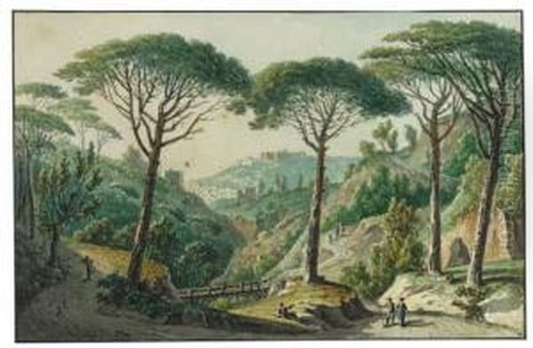 A View Of The Villa Gallo, 
Naples, The Fortress Sant'elmo And Thecarthusian Monastery Of San 
Martino Beyond Oil Painting by Anthonie Sminck Pitloo