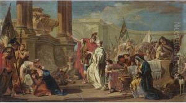 The Sacrifice Of Polyxena Oil Painting by Giovanni Battista Pittoni the younger