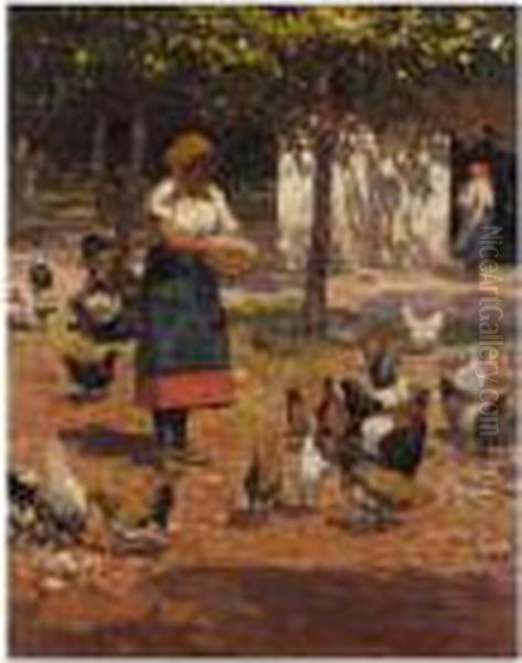 Desayuno Oil Painting by Alberto Pla y Rubio