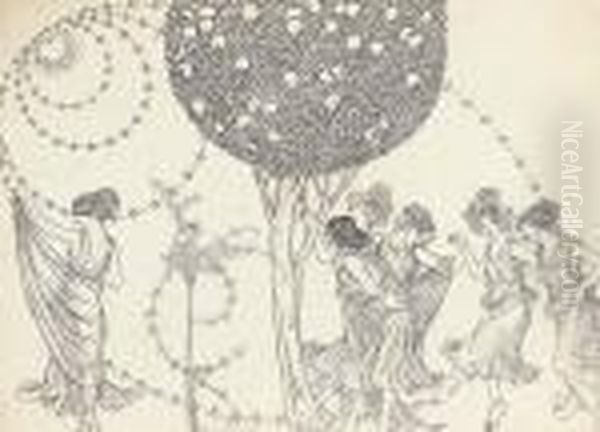 Dancing Girls Under The Apple Tree Oil Painting by Willy Andrew Pogany