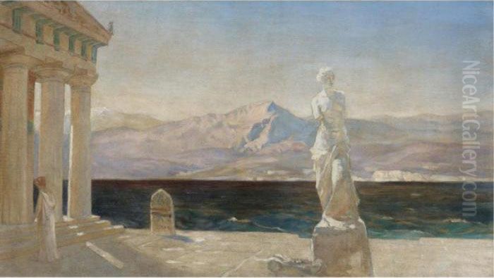 Classical Landscape, A Design For The Opera Prizraki Elladyi (ghosts Of Hellas) Oil Painting by Vasily Polenov