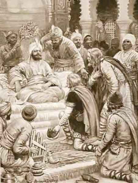 Harun al Rashid receiving an embassy Oil Painting by Ambrose Dudley