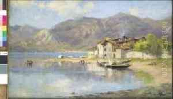 Veduta Di Pescarenico Oil Painting by Silvio Poma