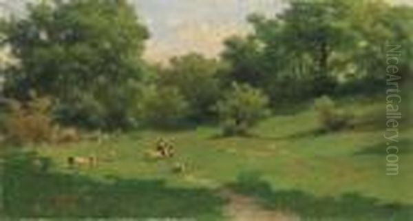 Al Pascolo Oil Painting by Silvio Poma