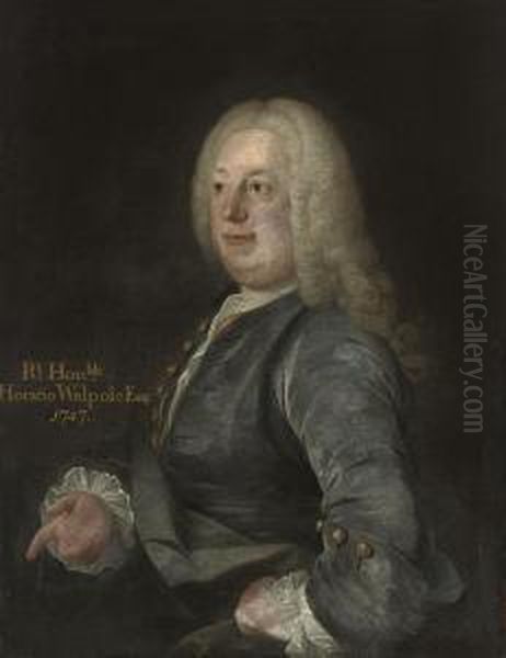 Portrait Of Horatio Walpole, 1st
 Baron Walpole Of Wolterton(1678-1757), Half-length, In A Blue Coat Oil Painting by Arthur Pond