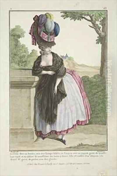 The Little Mother at the rendezvous in Champs Elysees Oil Painting by Claude Louis Desrais