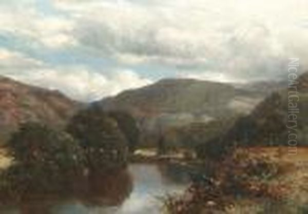 'the Church Pool, River Conway, 
Betws-y-coed' 'j Poole 1850' (lower Left) And Inscribed On A Label Verso Oil Painting by James Poole