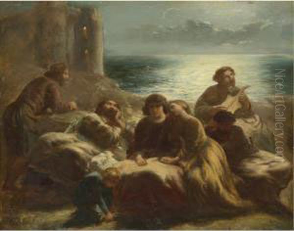 The Song Of The Troubadours Oil Painting by Paul Falconer Poole